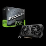 MSI GeForce RTX 5060 Ti 8G SHADOW 2X OC PLUS 8GB GDDR7 Graphics Card