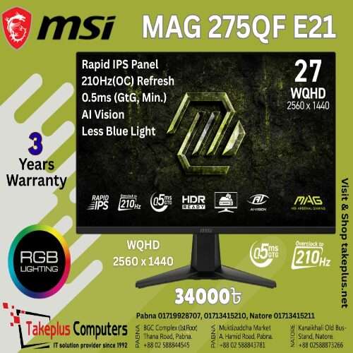 download MSI MAG 275QF E21 RGB Gamming Monitor - Image 1