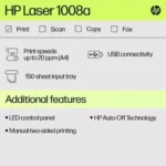 HP Laser 1008a Single Function Mono Laser Printer - Image 3